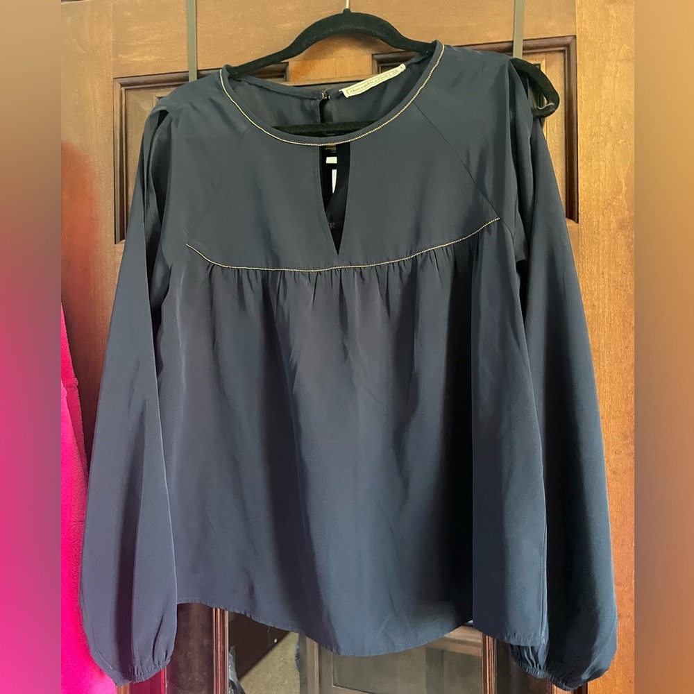 Navy Abercrombie & Fitch Blouse with Slitted Arm Sleeves